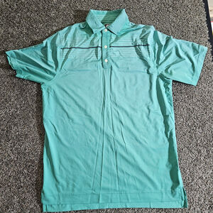 FOOTJOY FJ Mens Green/blue Performance Golf Polo Shirt Large
